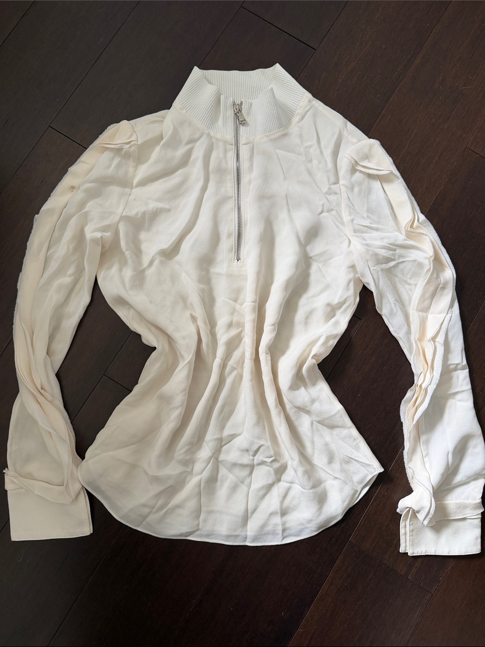 3.1 Phillip Lim Cream Half-Zip Long Sleeve Top